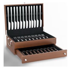 Premium Flatware Chest For 12+ Sets | Anti Tarnish Silverware wooden Storage Box